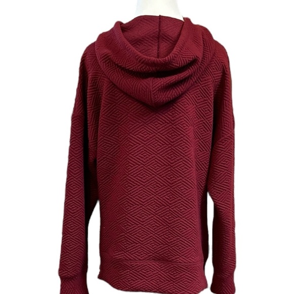 Ideology Zip-Side Quilted Hoodie Burgundy Size Medium - Picture 5 of 9